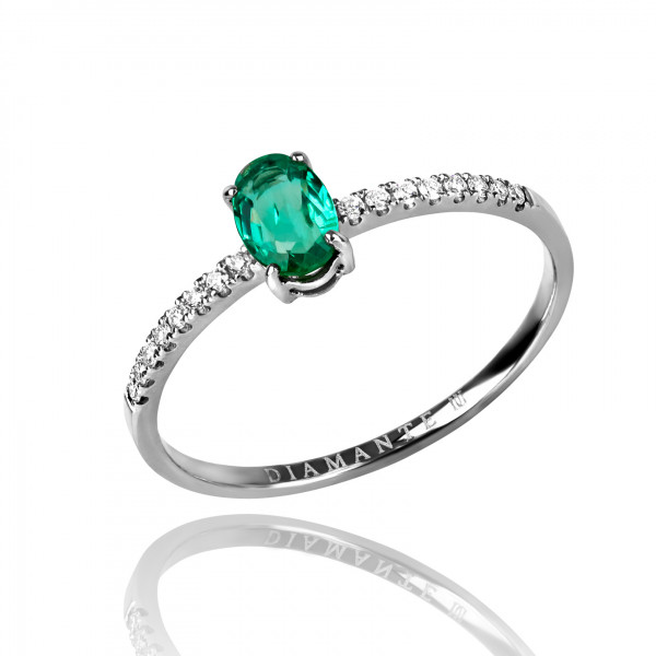 Žiedas su smaragdu ir deimantais